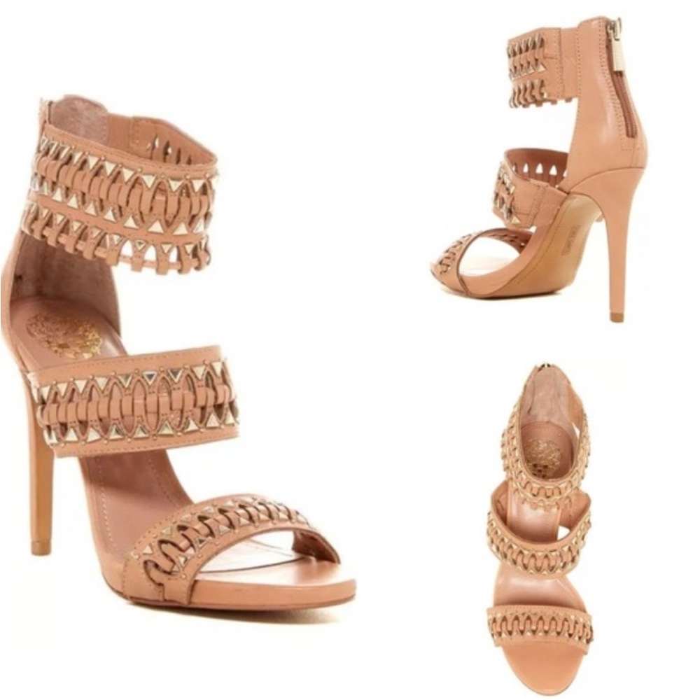 Vince Camuto Beige Cage Cut-Out Heels
